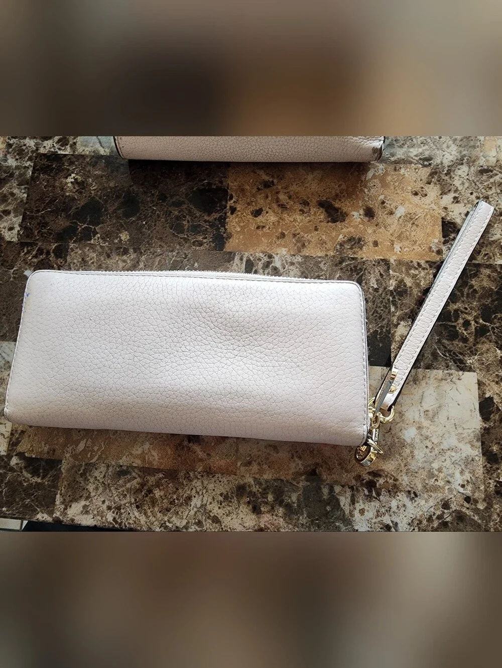 Michael Kors Pebbled Leather Wristlet Wallet Soft Pink/Gold & Continental Wallet